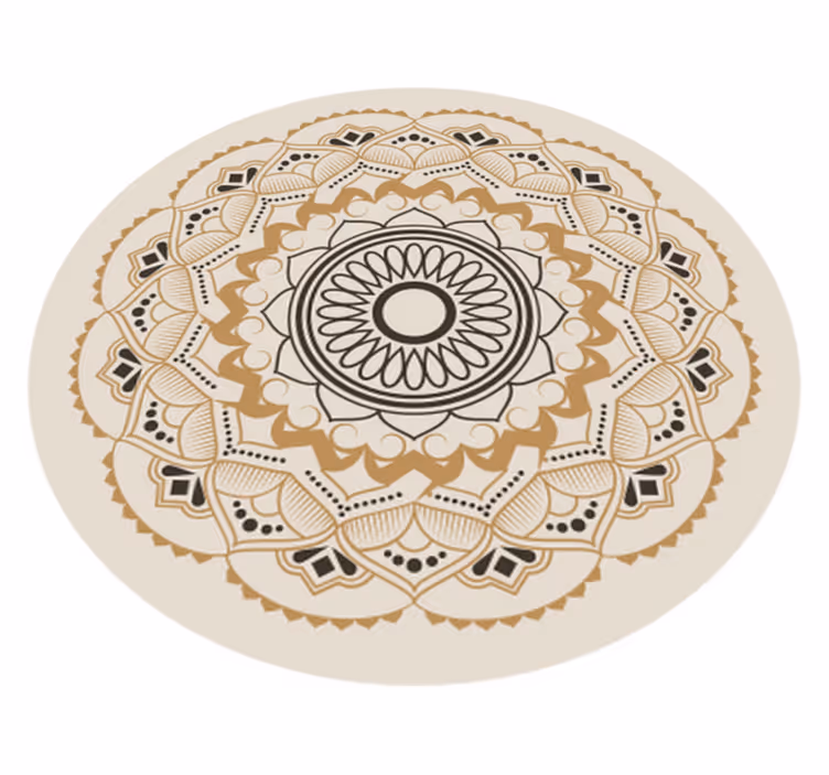 Brown and yellow circle triangle Nordic rug - TenStickers