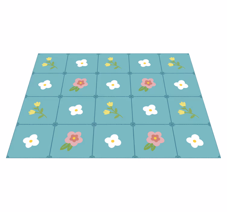 Floral Tile Pattern floral rug - TenStickers