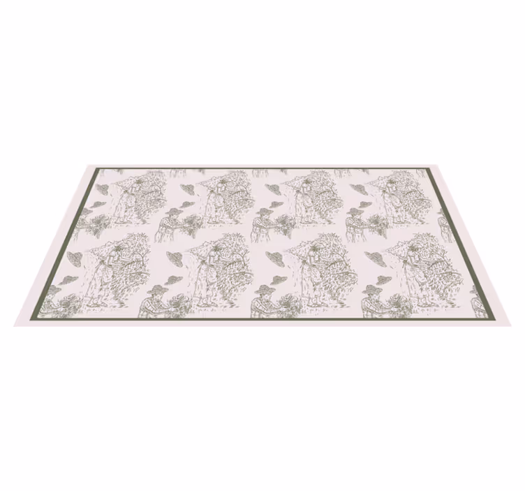 Monochrome Jungle Sketch vintage rug - TenStickers