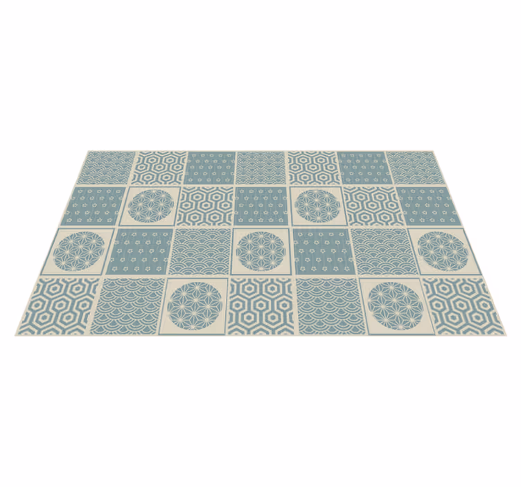 Geometric patterned blocks tile vinyl rug - TenStickers