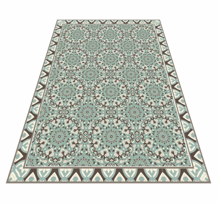 Floral tile pattern dining room carpet - TenStickers