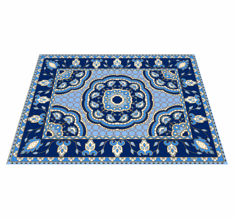 Oriental blue design dining room carpet - TenStickers