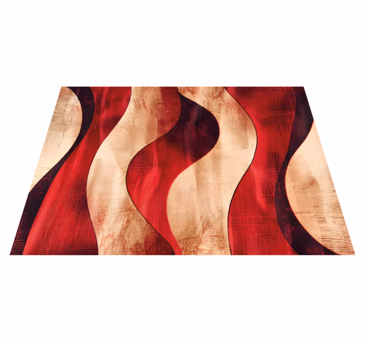 Modern waves pattern red vinyl rug - TenStickers