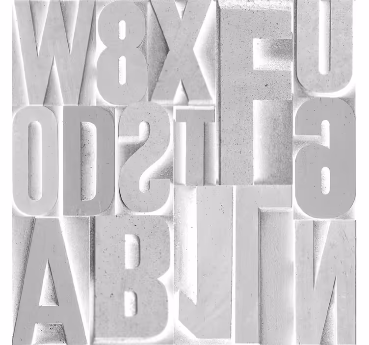 3D grey letters lettering wallpaper - TenStickers
