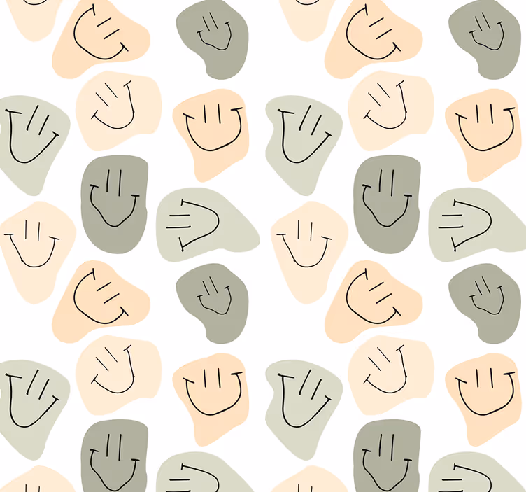 Abstract Smiley Patterns art wallpaper - TenStickers