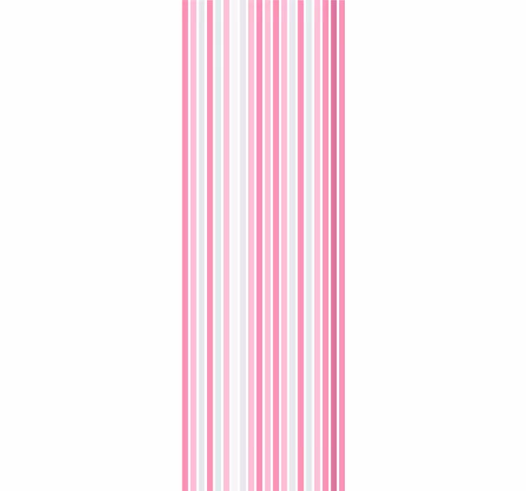 Elegant pink and white motif wallpaper vertically striped - TenStickers
