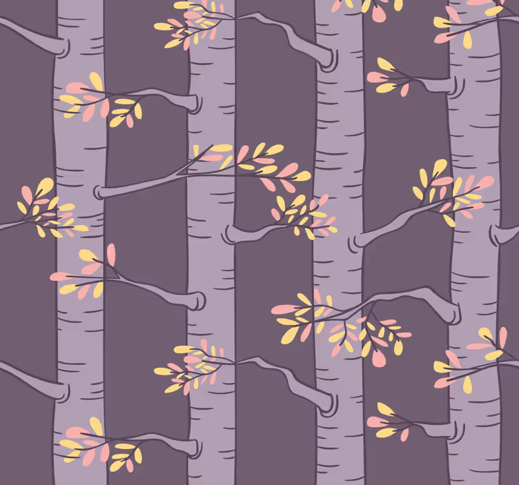 Stylised purple pattern wallpaper of a tree - TenStickers