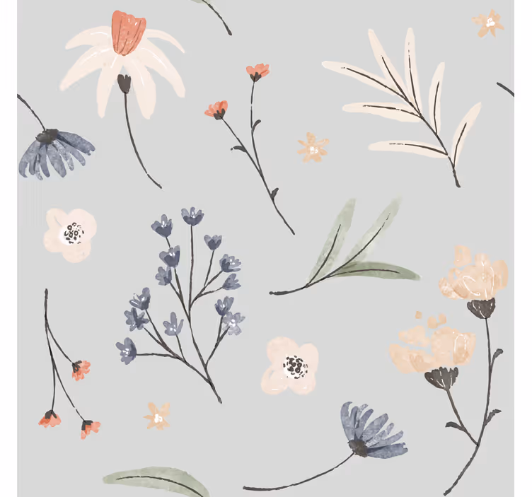 Delicate spring design flowers wallpaper - TenStickers