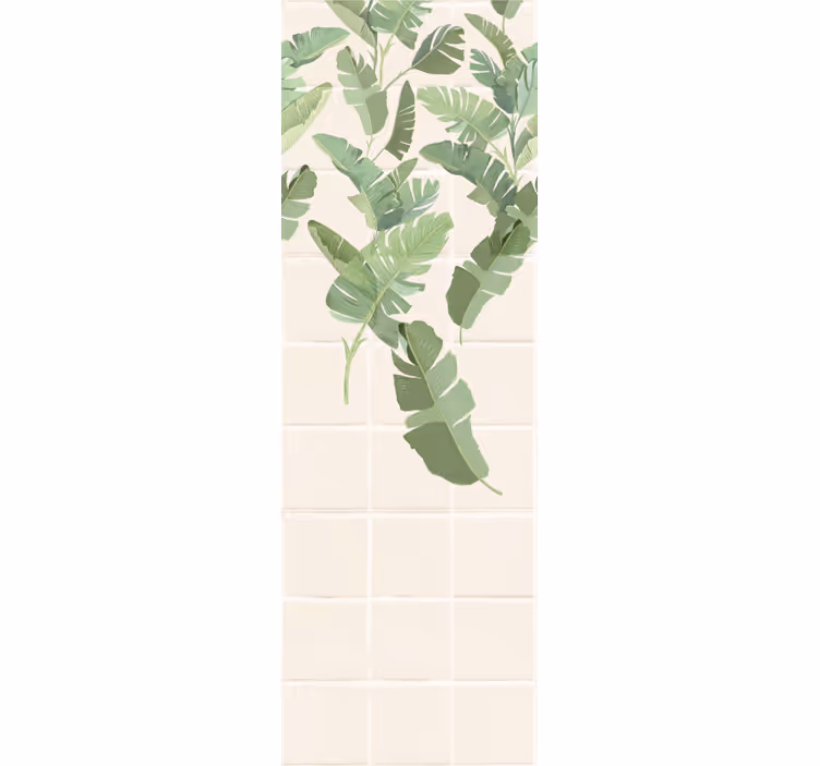 White tiles motif leaves wallpaper - TenStickers
