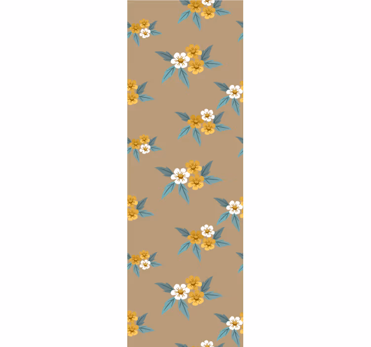 Brown floral motif flowers wallpaper - TenStickers
