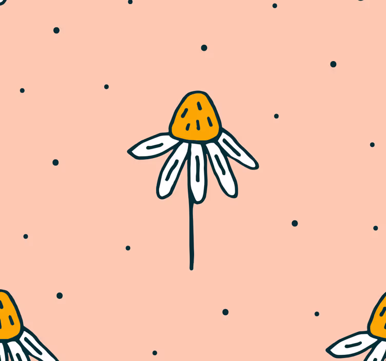 Daisies pattern on pink background nursery room wallpaper - TenStickers