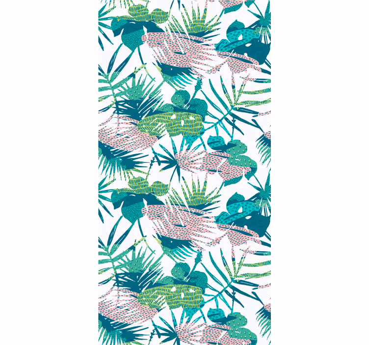 Botanical leaf burst jungle themed wallpaper - TenStickers