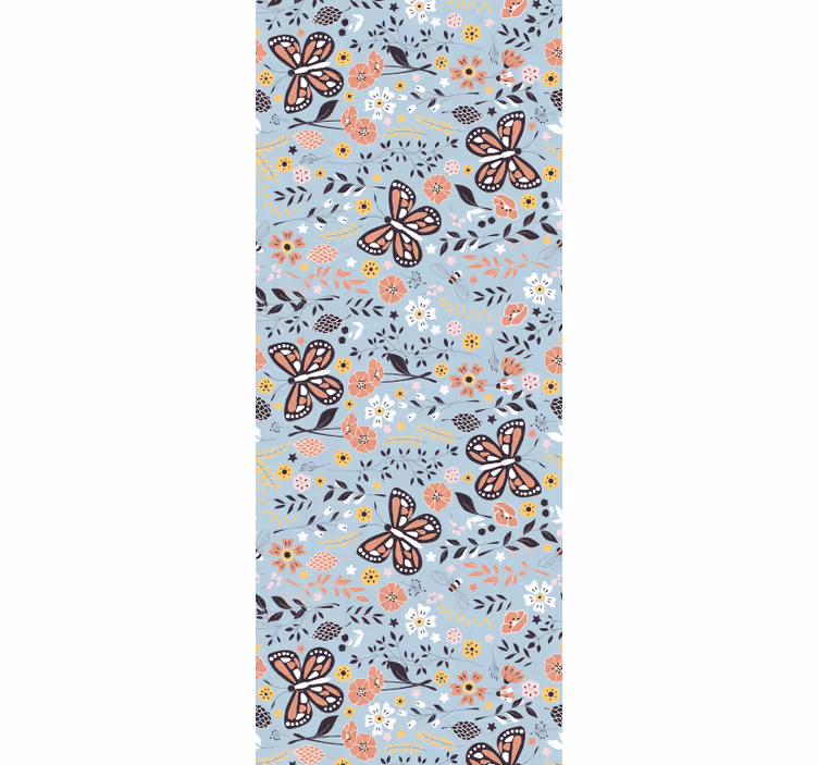 Charming Floral Motifs butterflies wallpaper - TenStickers
