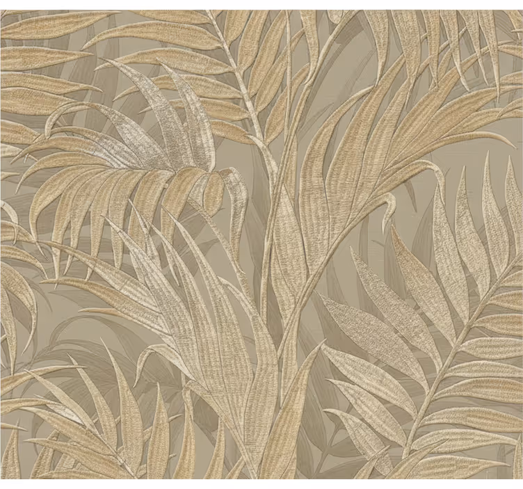 Leaves wallpaper with beige palm texture - TenStickers