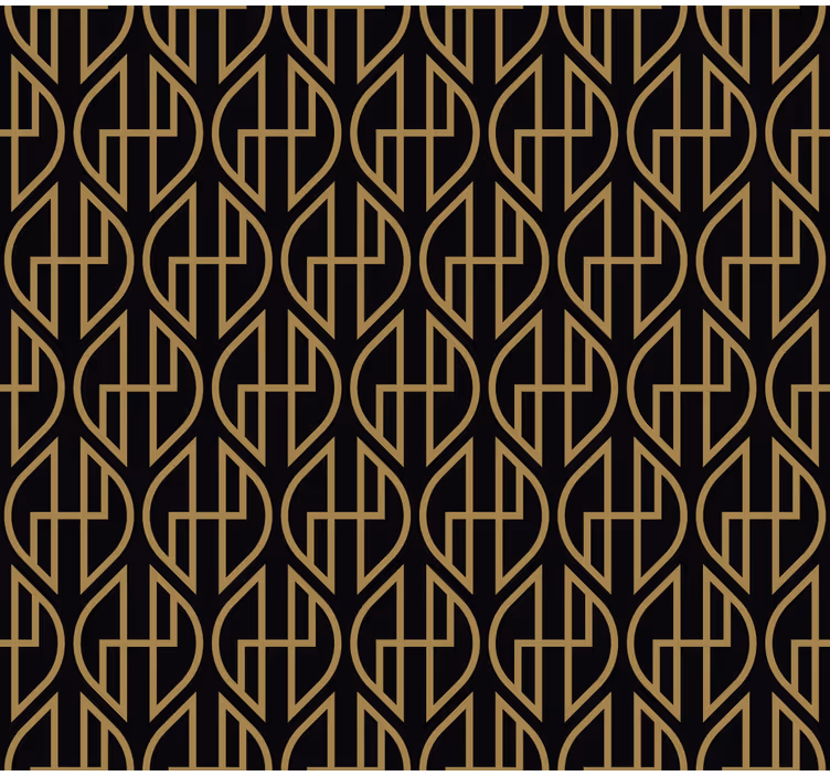 Living area wallpaper black and gold lines - TenStickers