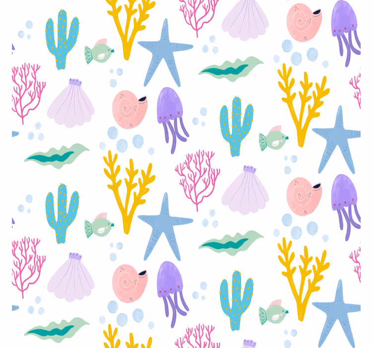Child seabed drawing wall paper in bedroom - TenStickers