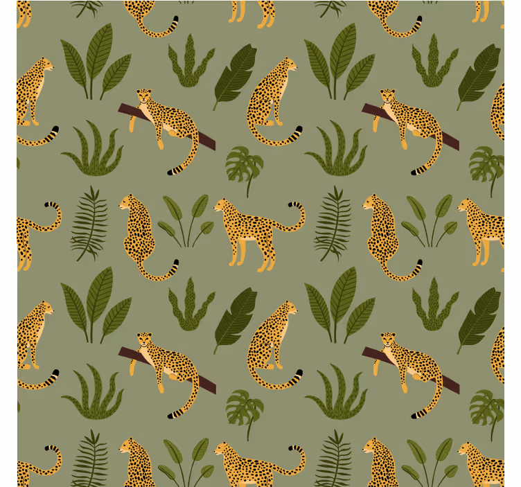 Wall paper in bedroom floral jungle leopard pattern - TenStickers