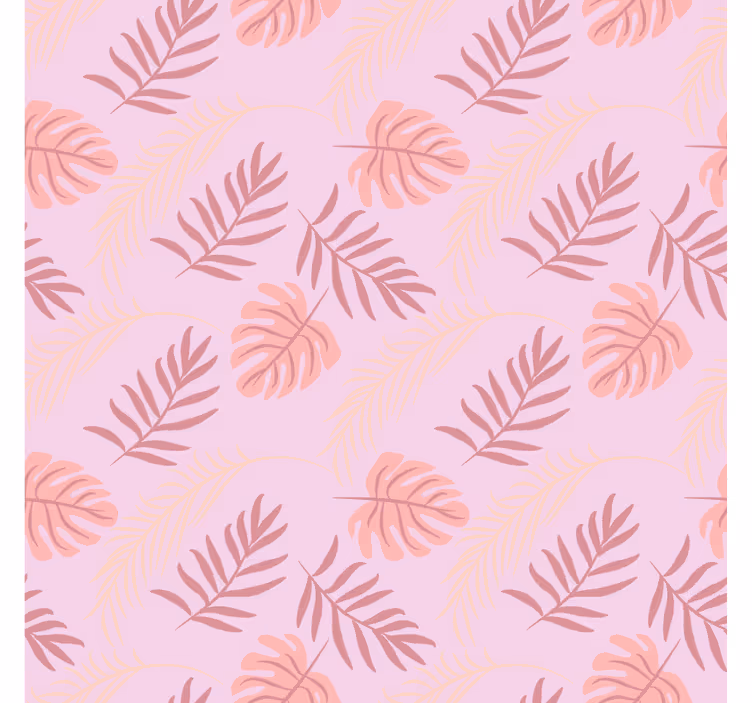 Wall paper in bedroom pink tropical leaf design - TenStickers