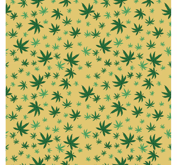 Seamless cannabis pattern wall paper in bedroom - TenStickers