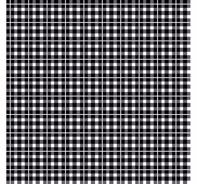 Ornamental wallpaper in black and white gingham - TenStickers