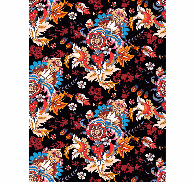 Ornamental wallpaper with lively botanical design - TenStickers