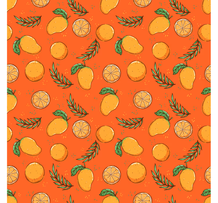 Ornamental wallpaper citrus patterned design - TenStickers