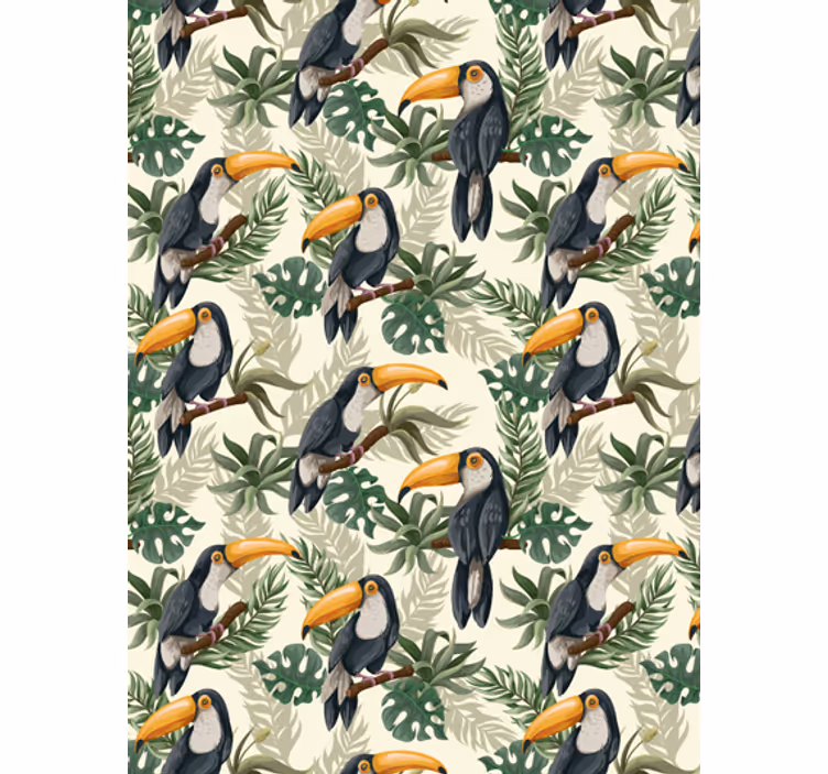 Jungle themed wallpaper with toucans - TenStickers