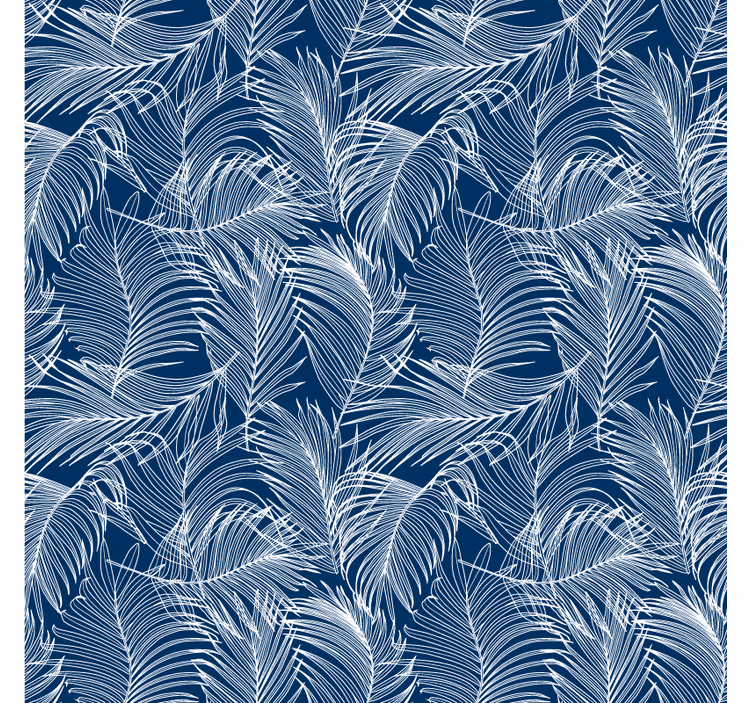 Leaves wallpaper blue leaves with white outline - TenStickers