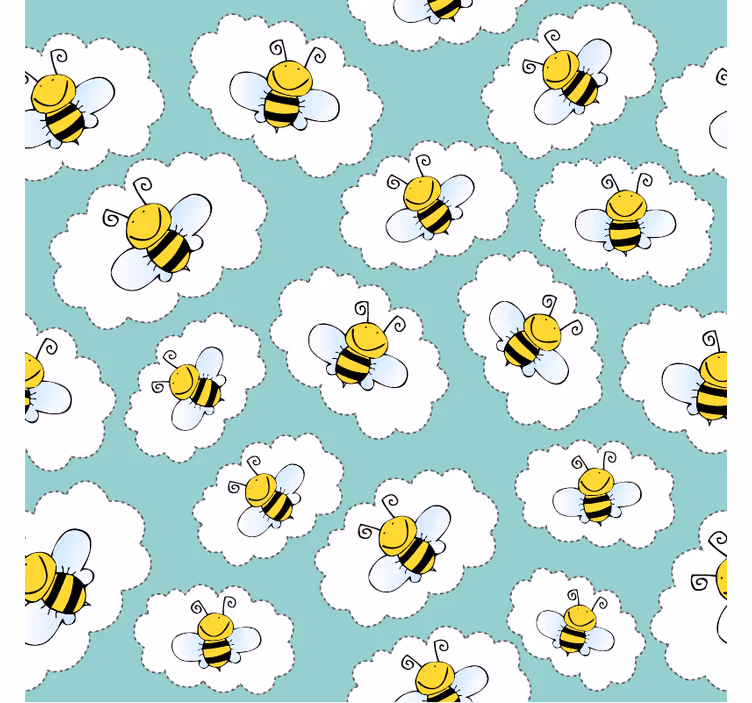 Wallpaper childrens room clouds and bees design - TenStickers