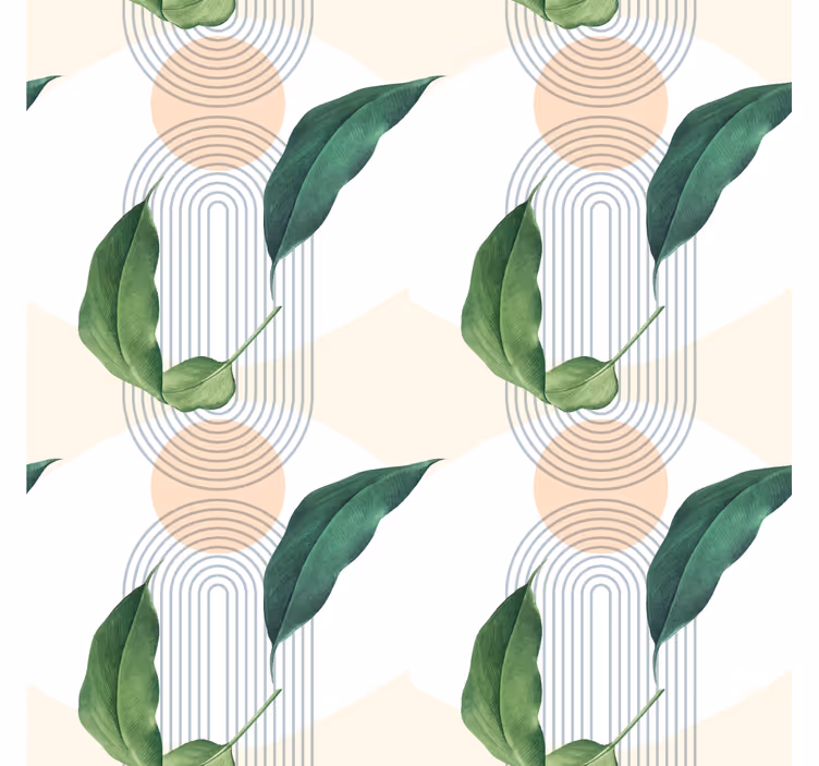 Wall paper in bedroom leafy geometric design - TenStickers