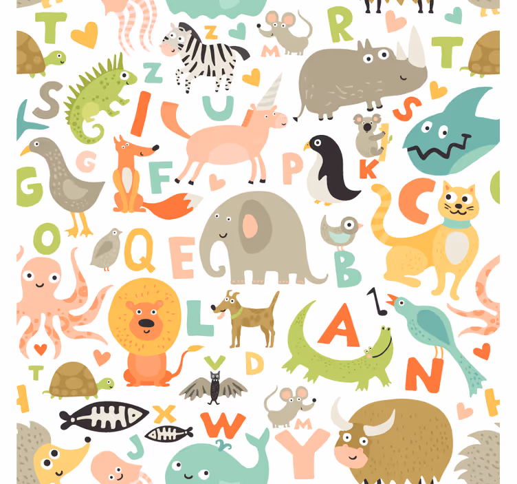 Animals wallpaper kids' animals with alphabet letters - TenStickers