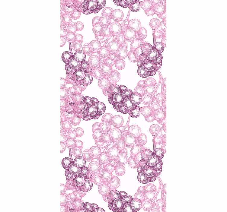 Hand drawn pink and purple grapes wall paper in bedroom - TenStickers