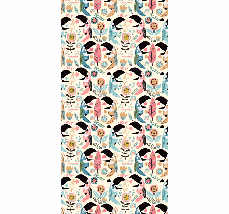 Wall paper in bedroom tropical toucan design - TenStickers