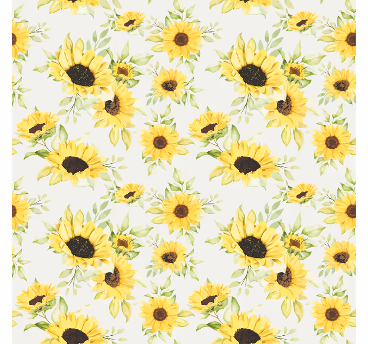 Textured wallpaper beautiful watercolor sunflower pattern - TenStickers