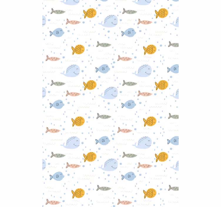 Animals wallpaper cartoon multicolor fish design - TenStickers