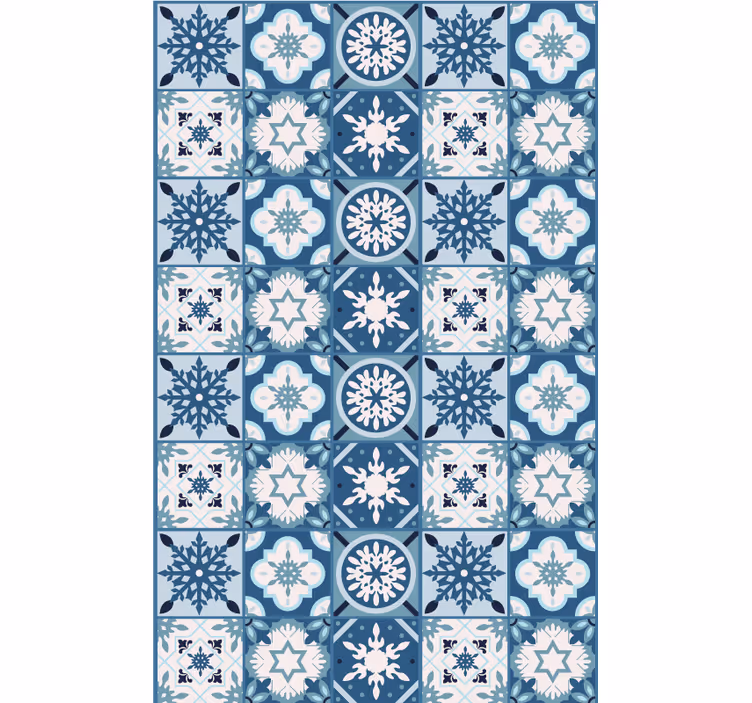 Holiday christmas wallpaper blue snowflake tiles - TenStickers