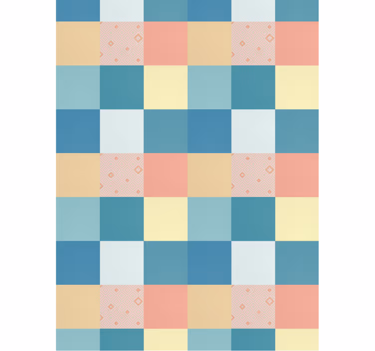 Hallway wallpaper patchwork colorful retro design - TenStickers