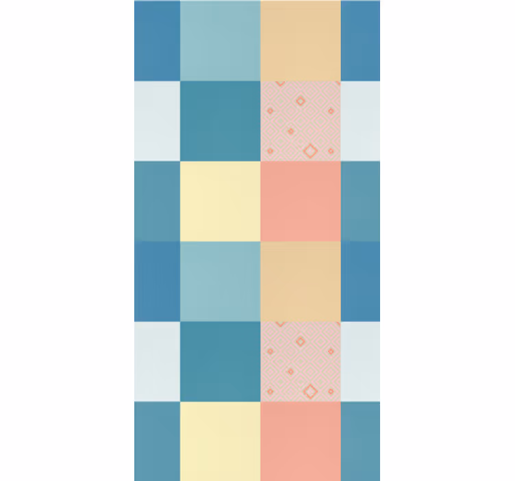 Wallpaper for dining area geometric pastel checkerboard - TenStickers