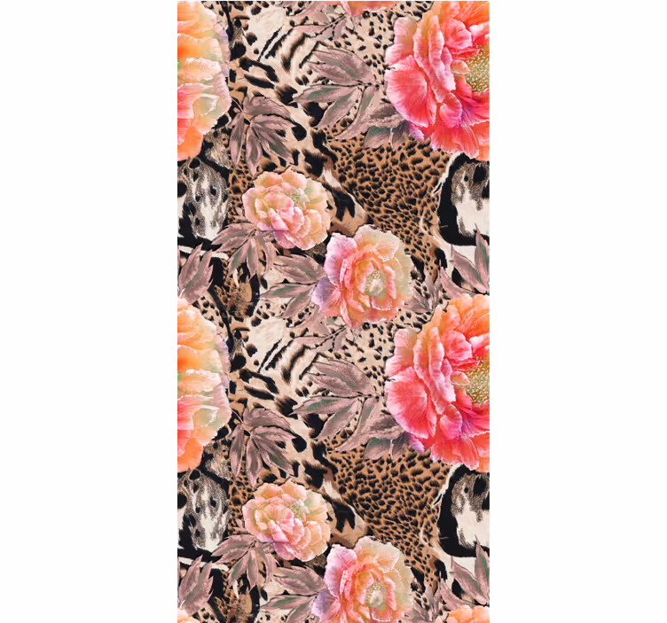 Nature wallpaper in floral leopard print - TenStickers