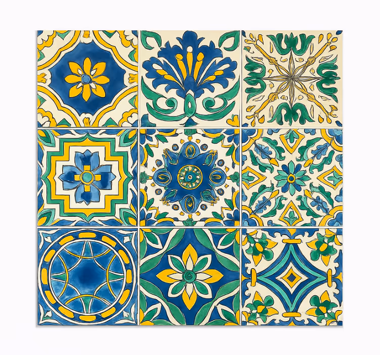 Tile effect wallpaper mediterranean design - TenStickers