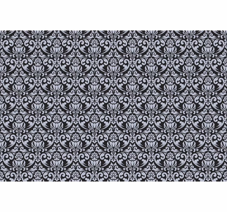 Tile effect wallpaper in gray and black baroque mosaic - TenStickers
