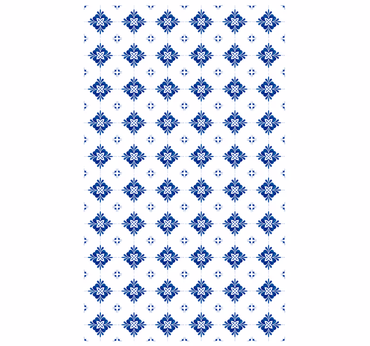 Tile effect wallpaper with ceramic floral design - TenStickers