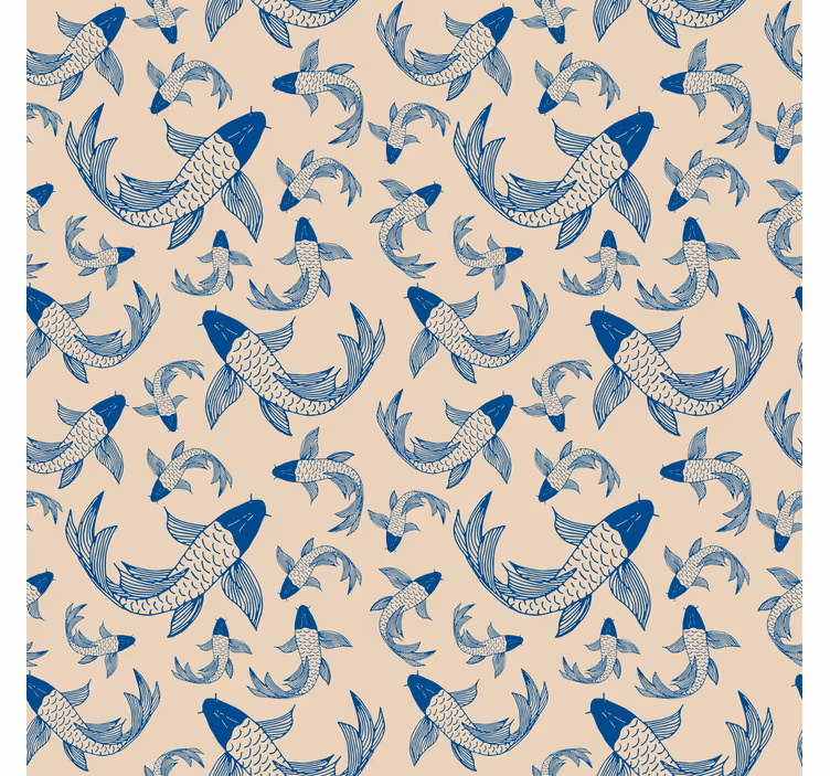 Wallpaper childrens room blue swimming fish beige - TenStickers