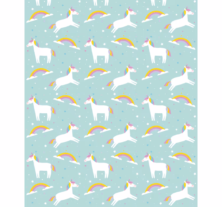 Wallpaper childrens room unicorns and rainbow - TenStickers