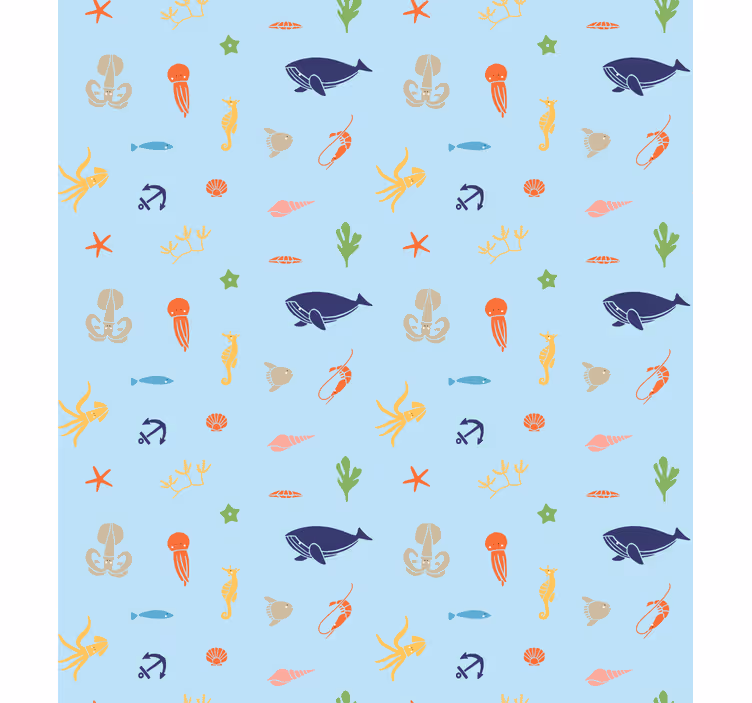 Wallpaper childrens room minimalistic sea animals - TenStickers