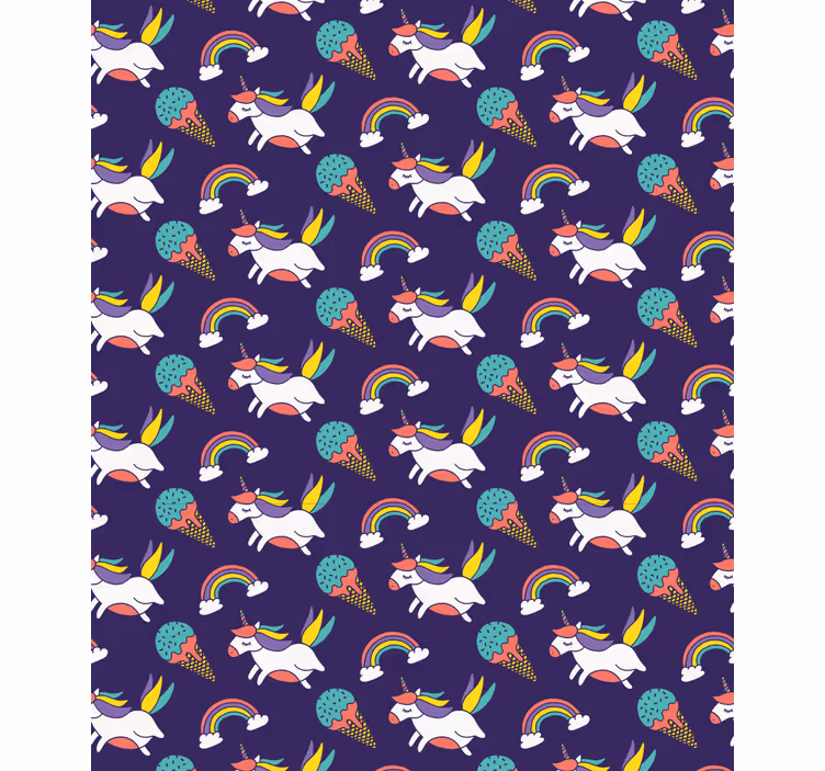 Wallpaper childrens room hand drawn unicorn design - TenStickers