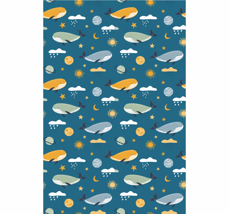 Wallpaper childrens room trendy whale design - TenStickers