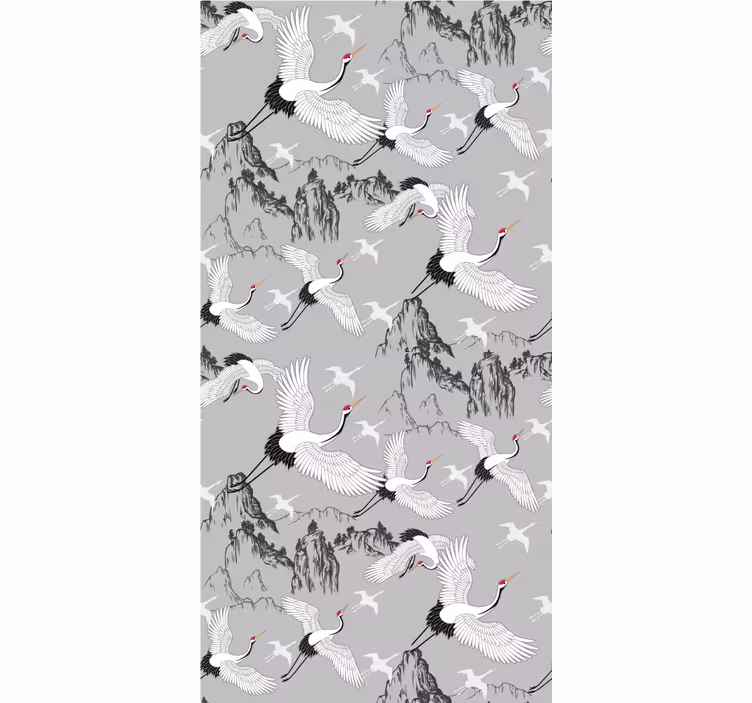 Wallpaper childrens room elegant cranes and peaks - TenStickers