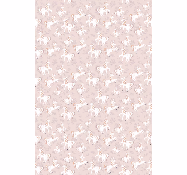 Wallpaper childrens room pink tall unicorn with flowers - TenStickers