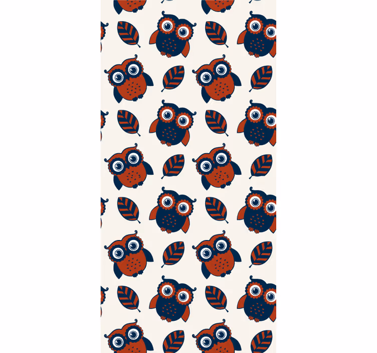 Wallpaper childrens room blue and red owls pattern - TenStickers